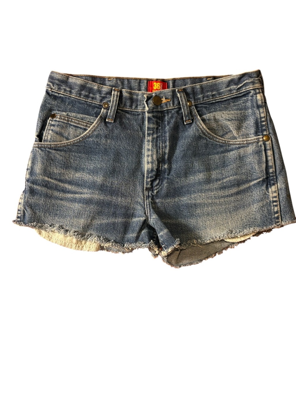 Wrangler Vintage 90’s Classic Slim Fit Distressed Blue Denim Cutoff Shorts
